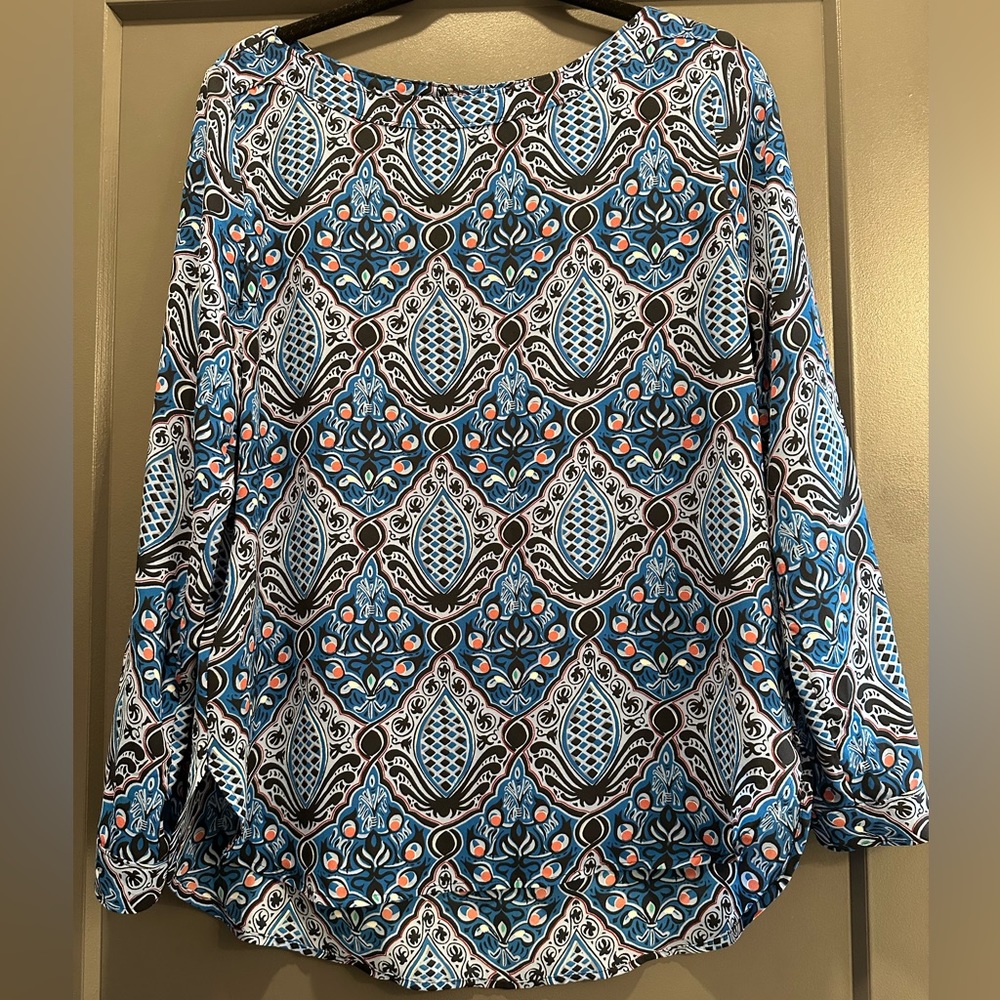 Loft long sleeve multicolor boatneck blouse